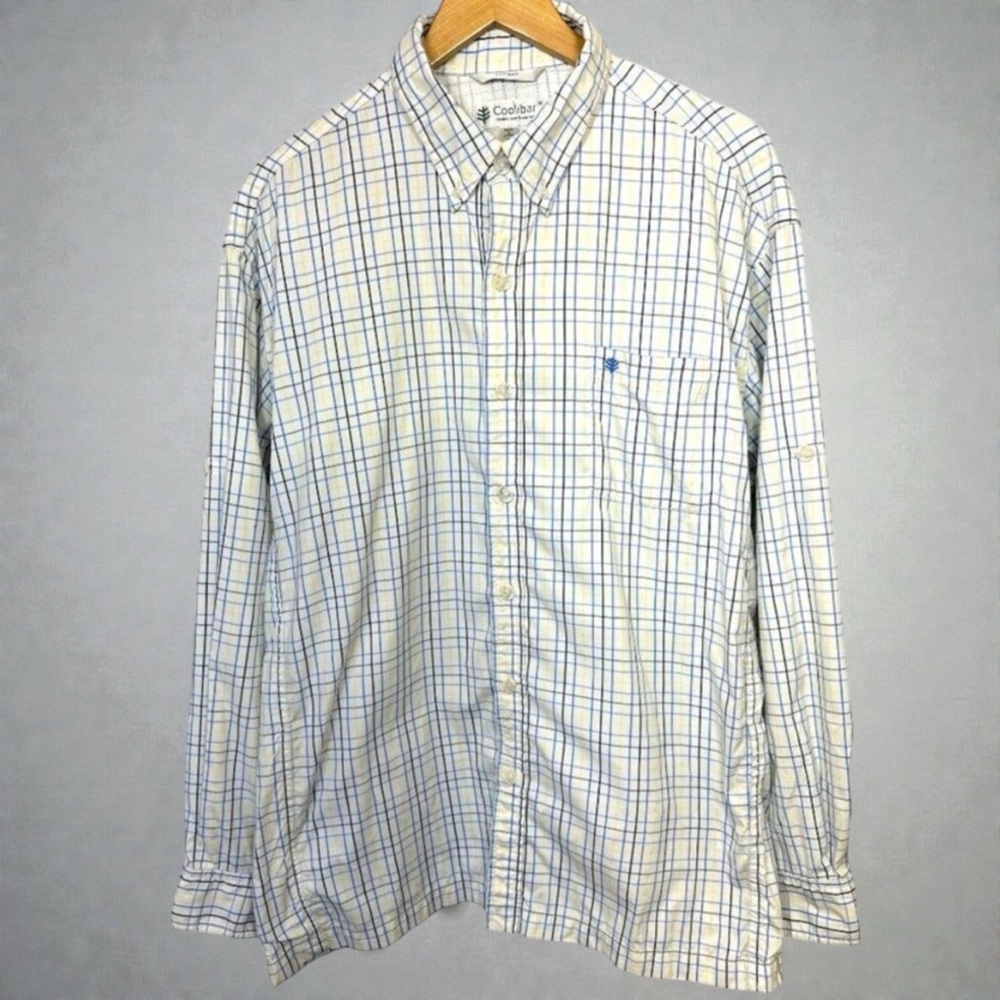 Coolibar Men's UPF 50+ Plaid Long sleeve Button Down Shirt Performance Wear